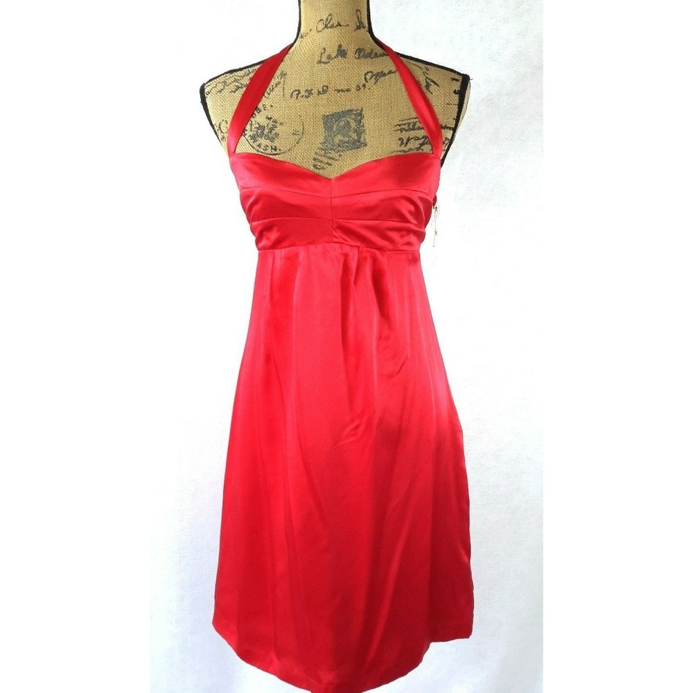 NWT Cooper Dress 100% Silk Red Sexy‎ Halter Tie Semi Formal Party $154